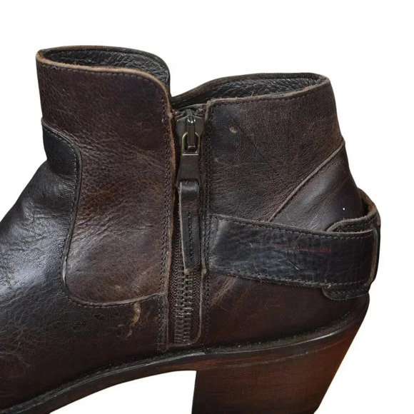 JB Dillon Women’s Western Brown Leather Short Ankle Boots Buckle Zip Size 7.5 B - Picture 8 of 14